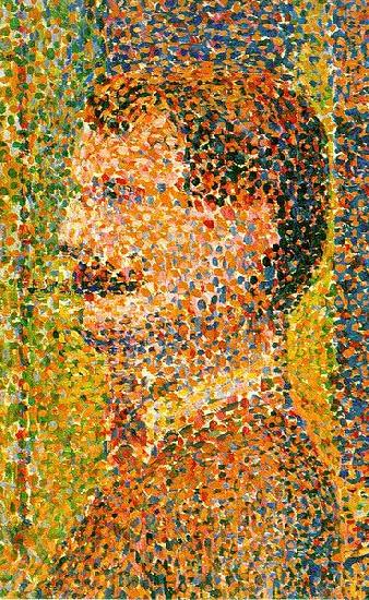 Georges Seurat Detail from La Parade  showing pointillism oil painting image